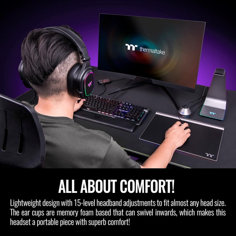 Thermaltake Argent H5 RGB 71 Surround Gaming Headset 50mm HiRes Drivers Compatible with PC Xbox One PS4 Mac Mobile and Nintendo Switch Black GHTTHFDIECBK31 - Image 4