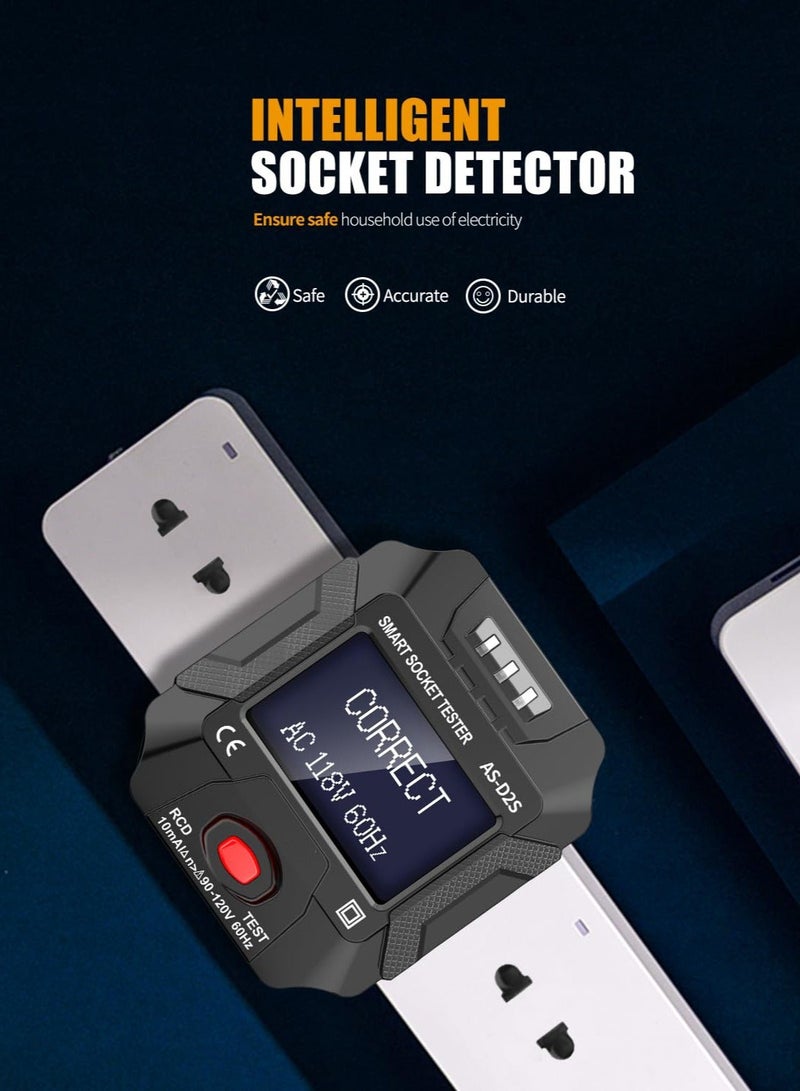 Outlet Tester with LCD Display,Electrical GFCI Trip Tester, Receptacle Detector for 3 Prong AC Voltage Sockets, Identifies Wiring Problems in Plain English  - Image 2