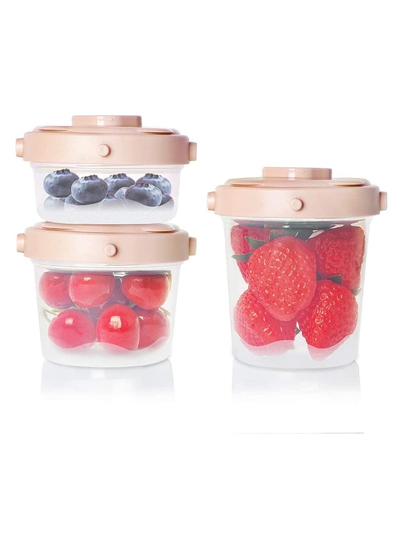 KASTWAVE Baby Food Container, DELFINO 3 Pack 100% Airtight Leak-Proof with Measurement Indication Plastic Baby Food Storage Box for Fruit Puree Yogurt - Image 1
