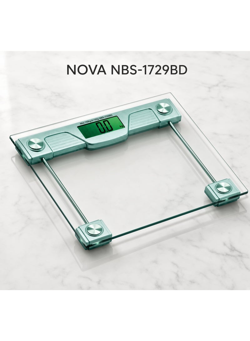 Nova NBS-1729BD Digital Personal Weighing Scale, 150KG Electronic Body Weight Scale, 6mm Tempered Glass Bathroom Weight Scale, Digital Weight Machine for Home, Fitness and Daily Personal Weight Monitoring - Image 3