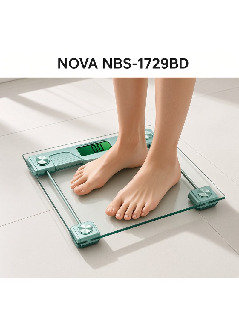 Nova NBS-1729BD Digital Personal Weighing Scale, 150KG Electronic Body Weight Scale, 6mm Tempered Glass Bathroom Weight Scale, Digital Weight Machine for Home, Fitness and Daily Personal Weight Monitoring - Image 4