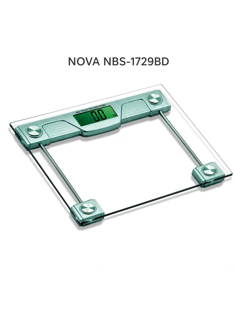 Nova NBS-1729BD Digital Personal Weighing Scale, 150KG Electronic Body Weight Scale, 6mm Tempered Glass Bathroom Weight Scale, Digital Weight Machine for Home, Fitness and Daily Personal Weight Monitoring - Image 1