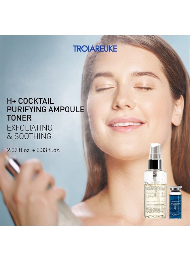 TROIAREUKE - H+ Cocktail Ampoule Toner (Purifying) 2.36 Fl. Oz. | Ampoule Toner for Soothing, Purifying and Exfoliating - Image 1