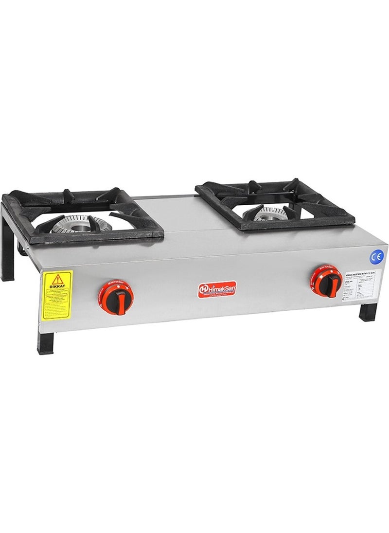 Himaksan Industrial Type LPG Cylinder 2 Burner Short Leg Restaurant Stove 