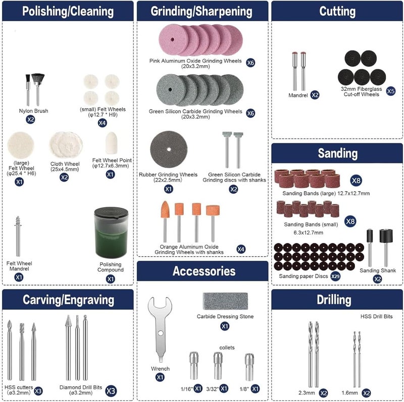 100 Pcs Rotary Tool Accessories Kit With Storage Case - For Polishing, Sanding, Cutting, Drilling & Grinding - Compatible With Dremel & Other Rotary Tools - Image 4
