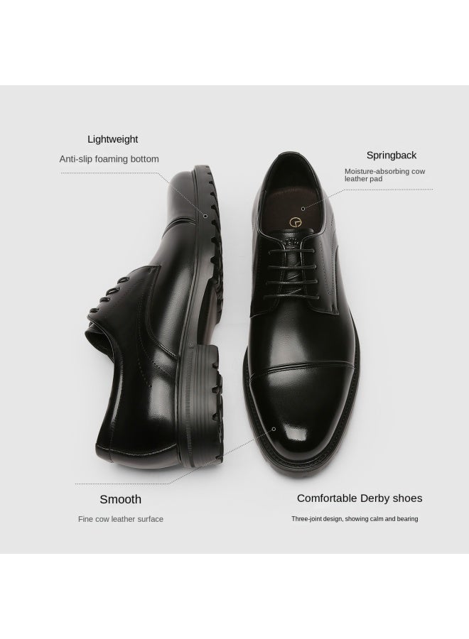 Goldlion Classic Leather Three-eyelet Derby Shoes, Men's Formal Dress Shoes, Comfortable Wedding Shoes, Men's Commuting Casual Leather Shoes, Men's Shoes - Image 3