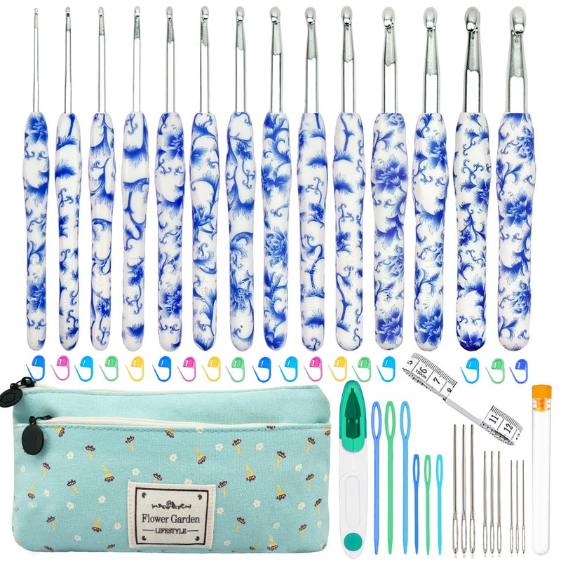 Hobekoee 14 Sizes Crochet Hooks Set225mmB10mmN Ergonomic Handle Crochet Hook for Arthritic HandsLong Crochet Needles Set with Case for Beginners and Enthusiasts - Image 3