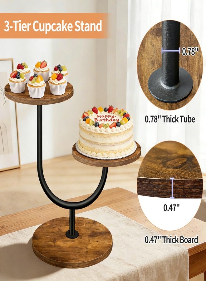 LLAXERGU Cupcake Stand, 3 Tier Cake Stand Wood Cupcake Tower Rustic Dessert Table Display Set Tiered Tray Stand Dessert Stands Serving Tray for Party Farmhouse Decor - Image 5