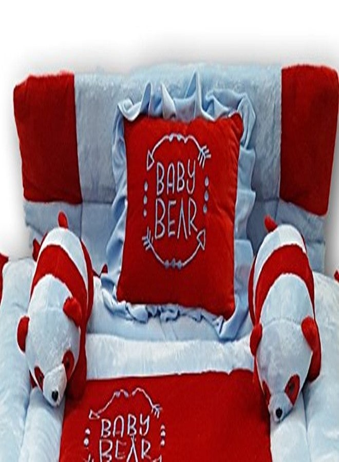 PINKS & BLUES Pinks and Blues Full Sleeping 5 Piece Baby Bedding Set with Two Bear Shape Side Pillows (0-48 Months) (Sky RED) - Image 2