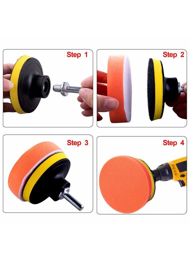 SIQUK - 9 Pieces 5 Inch Buffing Pads Kit Foam Buffer Polisher Pads 5 Inch Hook and Loop Polishing Pads Buffer Attachment for Drill - Image 1