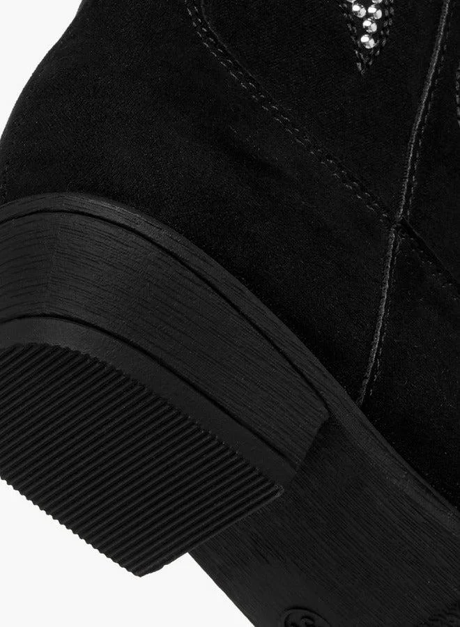 Little Missy  Embellished High Cut Boots with Zip Closure  | Best Price UAE