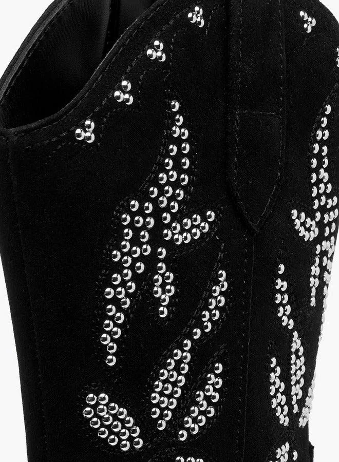 Little Missy  Embellished High Cut Boots with Zip Closure  | Best Price UAE
