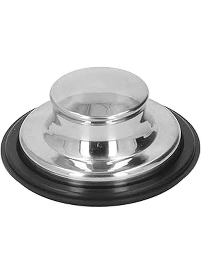 Brushed Stainless Steel Sink Plug Cover 86mm OD Rubber Sealing Garbage Disposal Stopper - Image 1