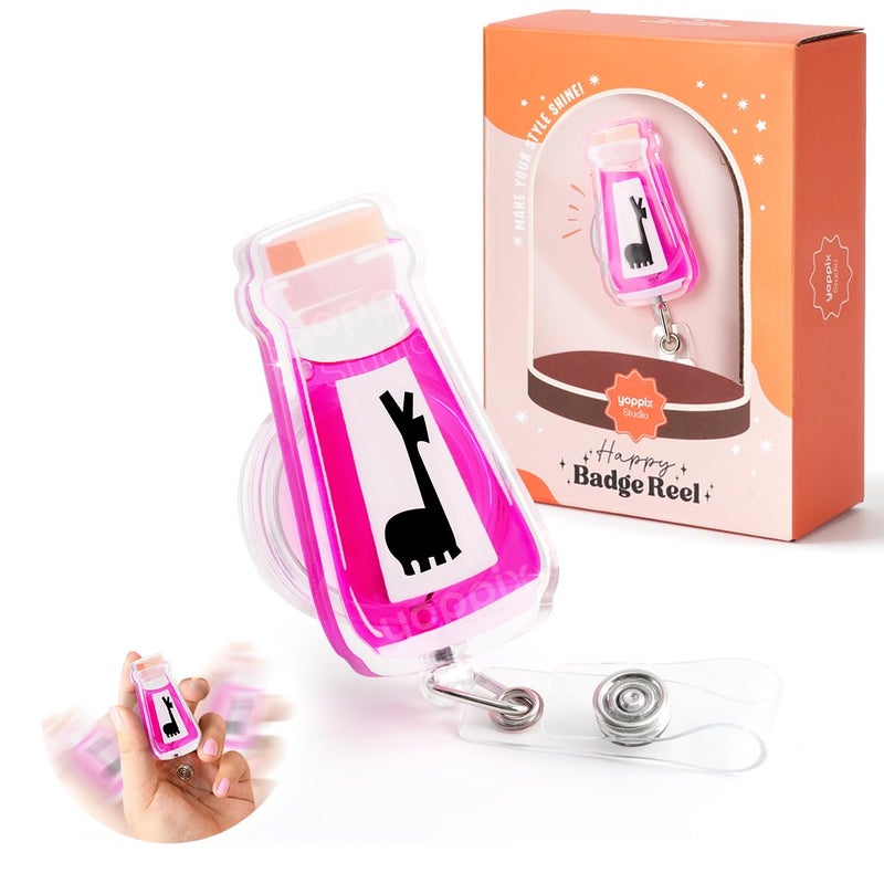 YOPPIX Llama Potion Liquid-Filled Badge Reel, Shaker Funny Badge Reel Retractable for Nurses RN EN Doctor Paramedic Phlebotomist Medical - Image 1