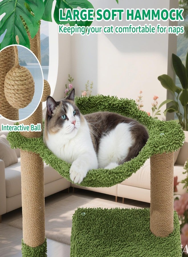 Woochpet 37" Cat Tree Tower for Indoor Cats Multi-Functional Comfy Cat Bed - with Sturdy Scratching Post, Cozy Hammock for Kittens and Small Cats,Cute Cat Tower with Fun Mouse Hole and Toy Ball - Image 3