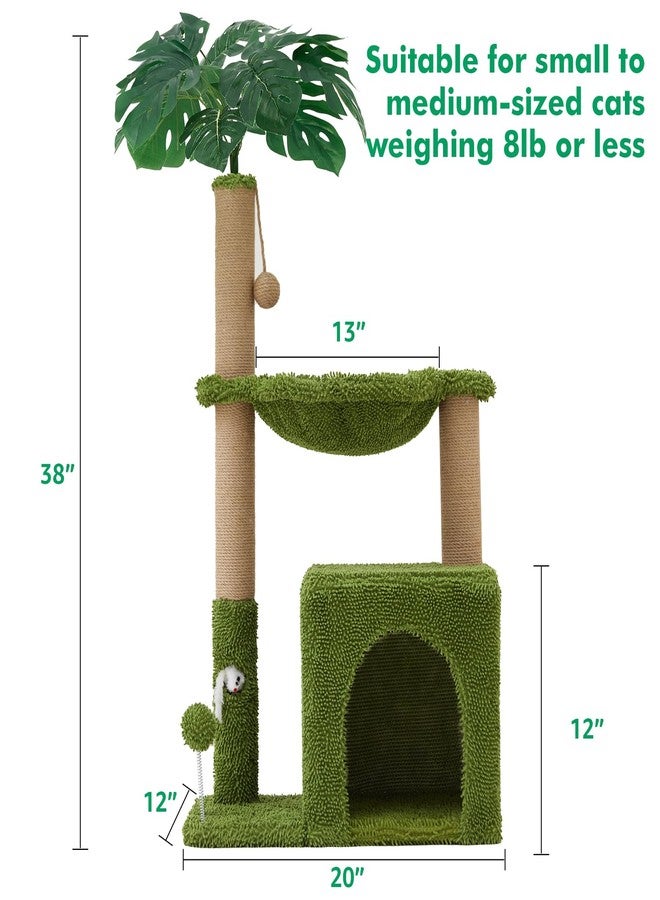 Woochpet 37" Cat Tree Tower for Indoor Cats Multi-Functional Comfy Cat Bed - with Sturdy Scratching Post, Cozy Hammock for Kittens and Small Cats,Cute Cat Tower with Fun Mouse Hole and Toy Ball - Image 2