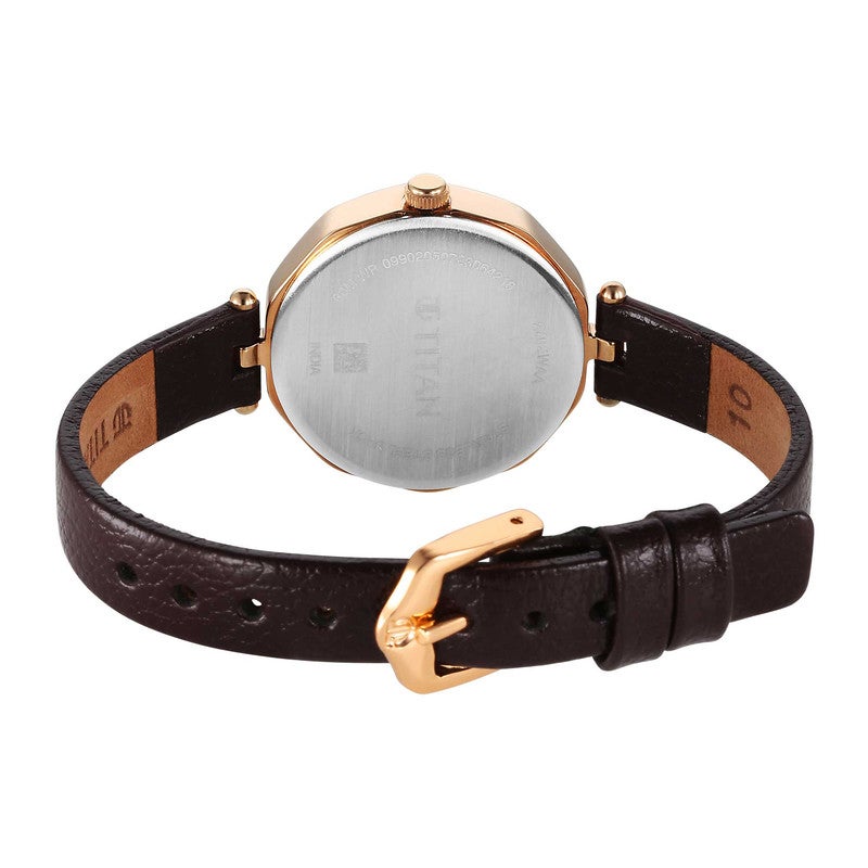 TITAN Karishma Womens Elegant Analog Watch Maroon Dial Brown Leather Strap Classic Everyday Timepiece 2702WL01 - Image 5