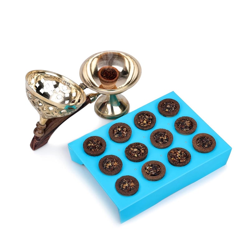 CYCLE حامل سامبراني من النحاس الأصفر الخالص مع 12 كوب دهوب مستمد من زهور المعابد موقد دهوى فاخر مع مقبض مجموعة شاكتي الإلهية التراثية لمهرجانات ديوالي - Image 2