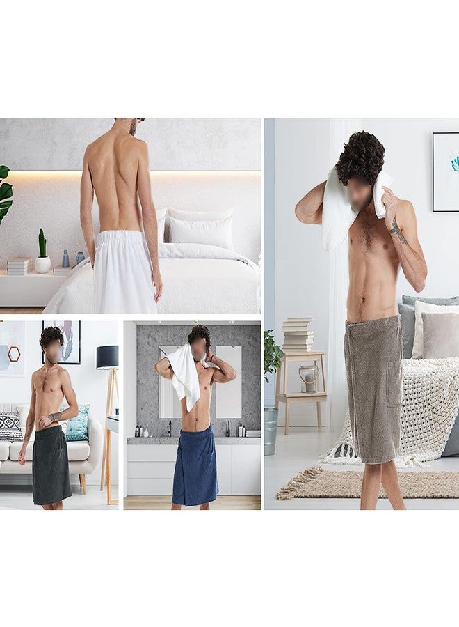 ANUFER Mens Adjustable Bath Towel Wrap - Wearable Towel Skirt with Pocket for Gym Shower Sauna Spa & Beach Cover Ups Navy Blue L - Image 5