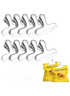 sokany 10 Pack Chip Clips, Stainless Steel Food Bag Clips, 3 Inch Heavy Duty Sealing Clips for Bread, Coffee, Snack Bags, Great for Kitchen Office Home Use (Silver)  - Image 1