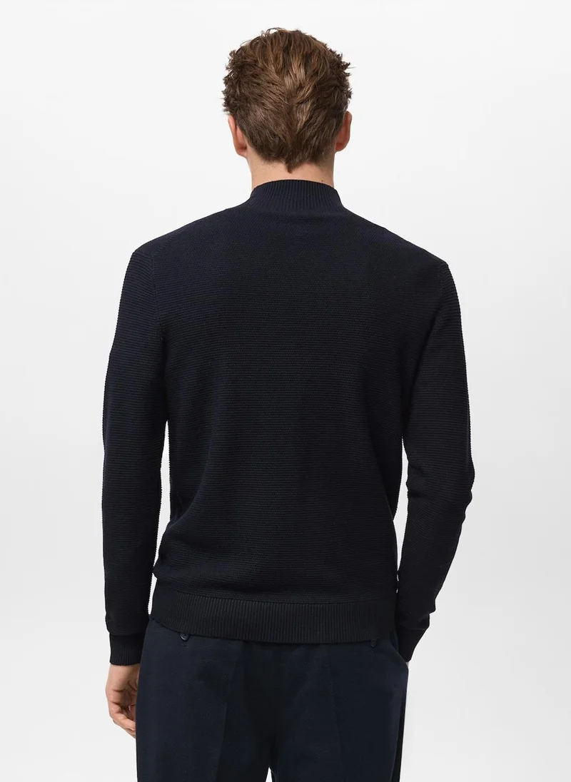 Mango Man Structured perkins-neck sweater