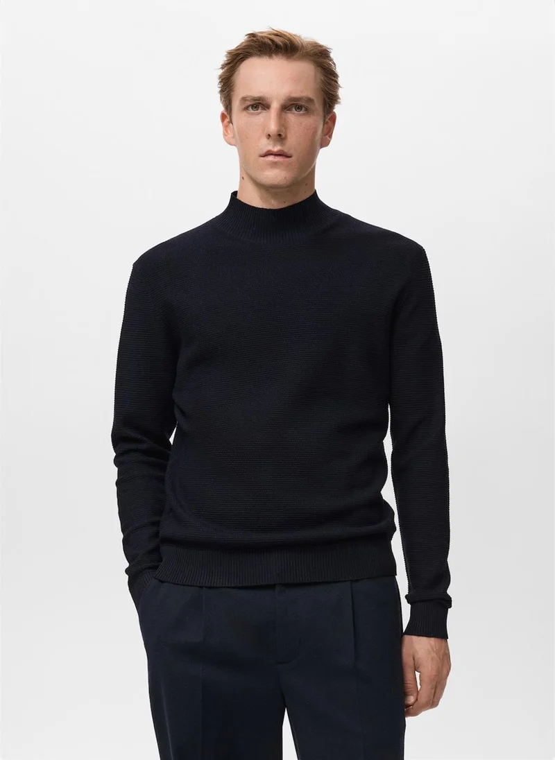 Mango Man Structured perkins-neck sweater