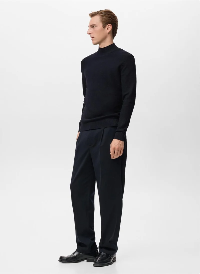 Mango Man Structured perkins-neck sweater