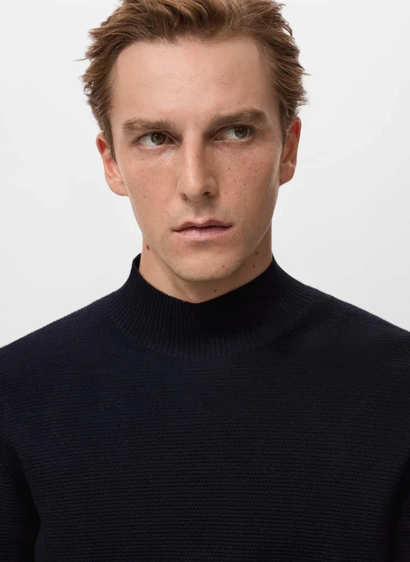 Mango Man Structured perkins-neck sweater
