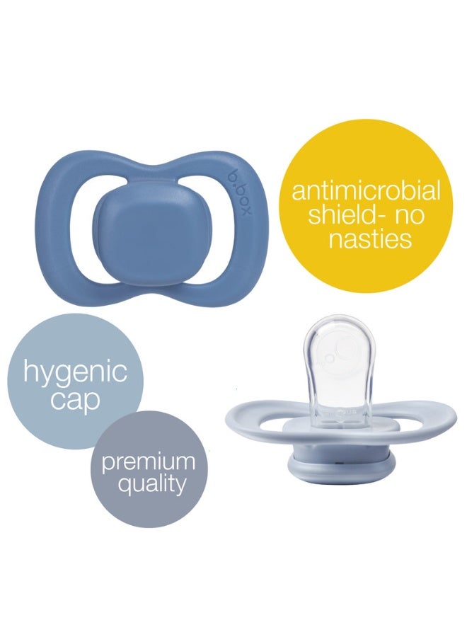 b.box Pacifier Silicone 2 Twin Pack – Ocean/Sky, Soft Orthodontic Soother for Newborns, Lightweight & Durable Design, 0m+ - Image 2