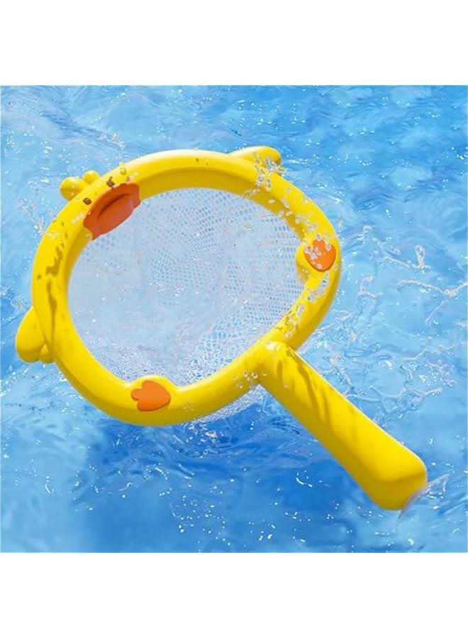 Glowing Fishing Bath Toy, Glowing Animal Ball Tub Toy Light Up Bathtub Toy Luminous Animal Floating Toy Tub Fishing Game Bath Toy Tub Basketball Hoop Toy (Duck Fishing Net)  - Image 1