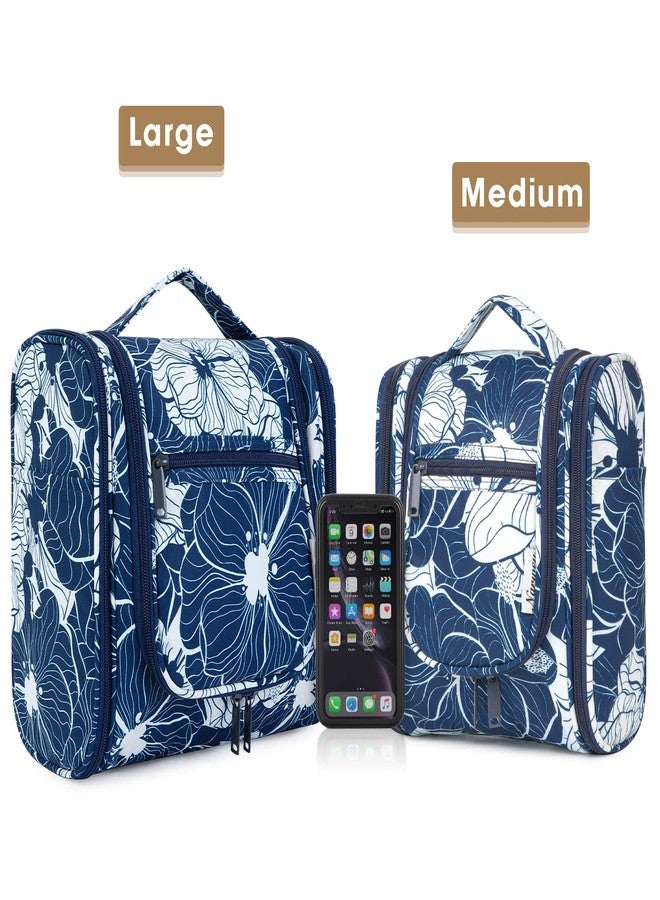 Narwey Hanging Toiletry Bag for Women Travel Makeup Bag Organizer Toiletries Bag for Cosmetics Essentials Accessories (Large, Blue Lotus) - Image 2