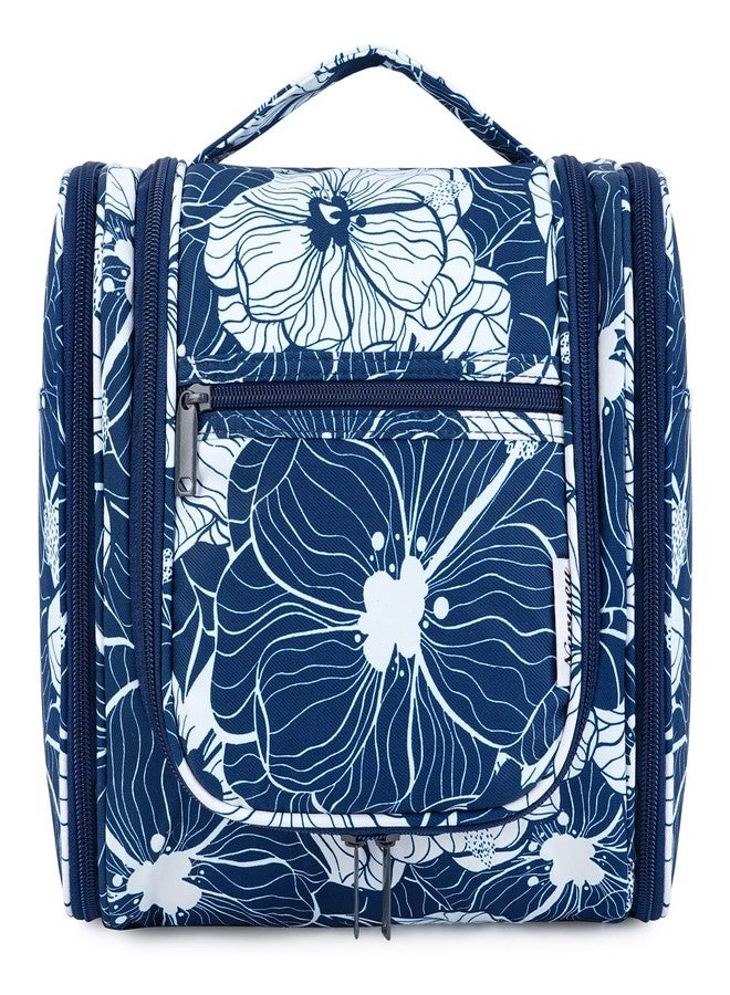 Narwey Hanging Toiletry Bag for Women Travel Makeup Bag Organizer Toiletries Bag for Cosmetics Essentials Accessories (Large, Blue Lotus) - Image 1