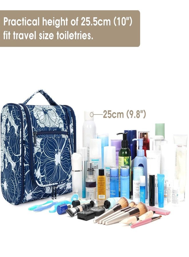 Narwey Hanging Toiletry Bag for Women Travel Makeup Bag Organizer Toiletries Bag for Cosmetics Essentials Accessories (Large, Blue Lotus) - Image 5