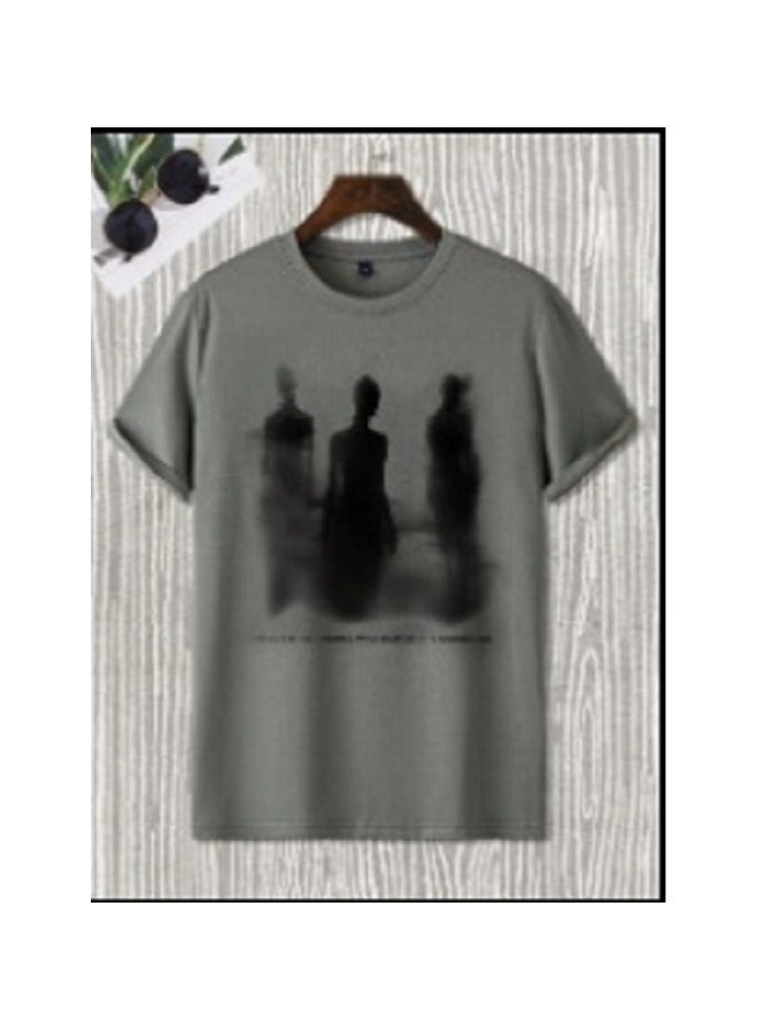 Shein TrendsManfinity EMRG Men's Crew Neck Printed Casual Short Sleeve T-Shirt, Summer, Olive Green Graphic Tee Men - Image 2