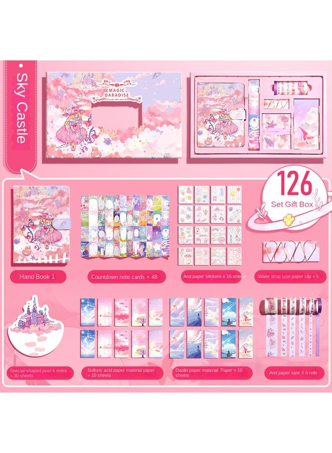 Bluejw Hand Account Book Gift Box Suit Girl's Heart Diary Primary School Gift Children's Stationery Girl's Full Set Of Tools Material Hand - Image 1