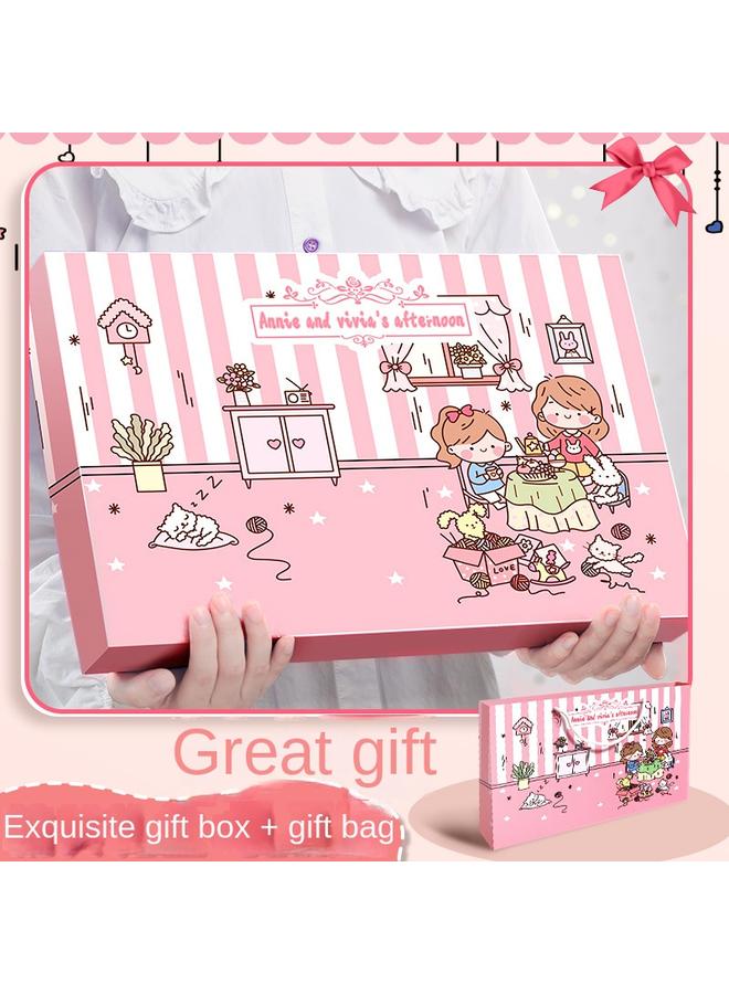 Bluejw Hand Account Book Gift Box Suit Girl's Heart Diary Primary School Gift Children's Stationery Girl's Full Set Of Tools Material Hand - Image 4