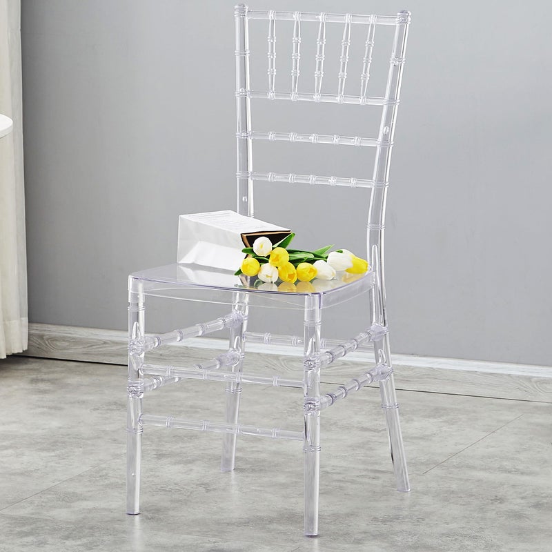 BOOSDEN Clear Chiavari Chairs, Transparent Acrylic Plastic Chair, Accent Armless Dining Chairs, Sturdy Chiavari Chair for Kitchen, Party, Event, Wedding, Banquet, Rental Business - Image 1
