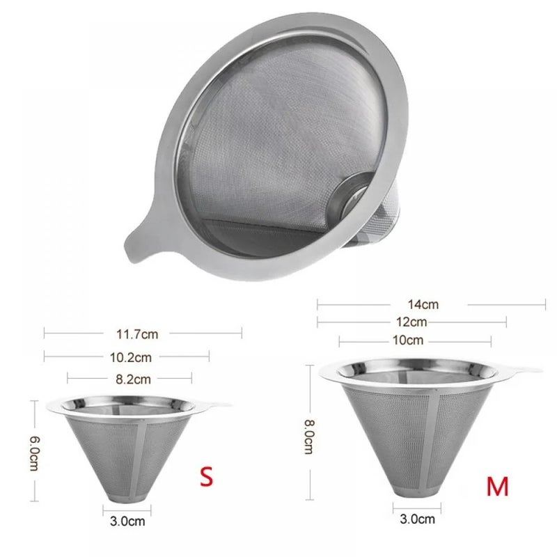 Stainless Steel Reusable Coffee Dripper, Dual Size Metal Filter - Image 3