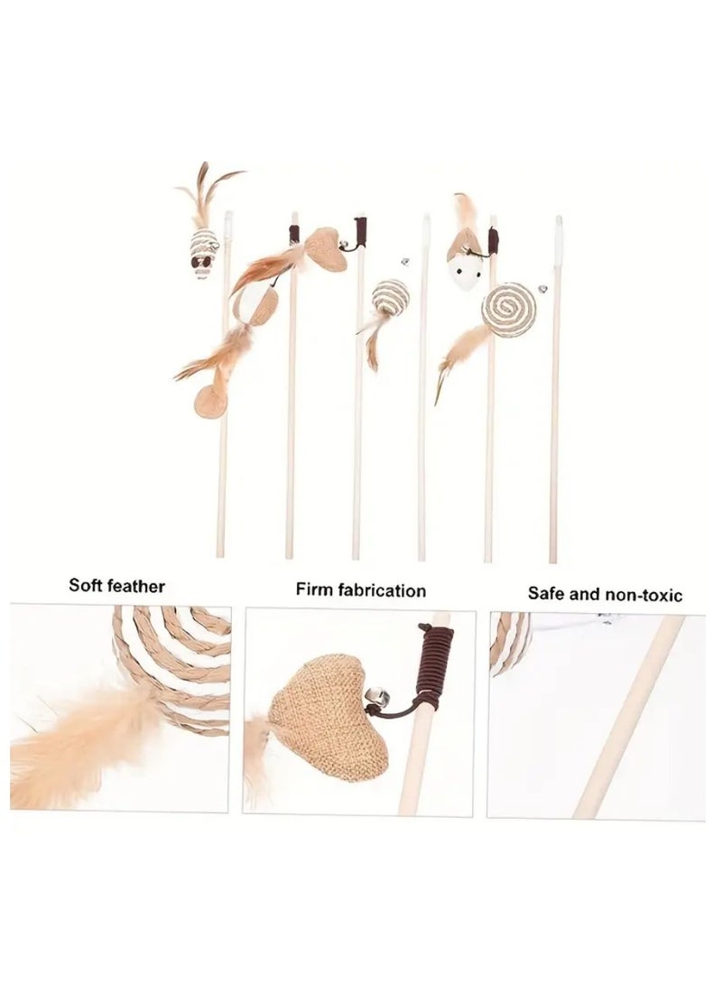 بي إل PL - عصا خشبية للقطط - كرة سيزال (بني/أبيض) - Image 1