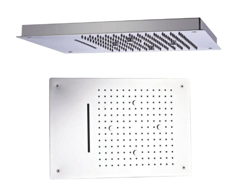 OBLONG OBOLONG Ceiling Mounted Overhead Shower Head For Bathroom 3 Flow Rain Shower Square Overhead Shower Without Arm 48 x 33 x 5 cm Chrome - Image 2