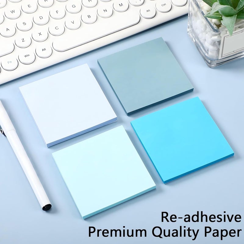 Thenshop 12 Pads Sticky Notes 3''x3'', Self Stick Notes Pads Office Supplies, 4 Gradient Colors Vintage Color 50 Sheets/pad for School,Office, Home(Gradient Blue) - Image 4