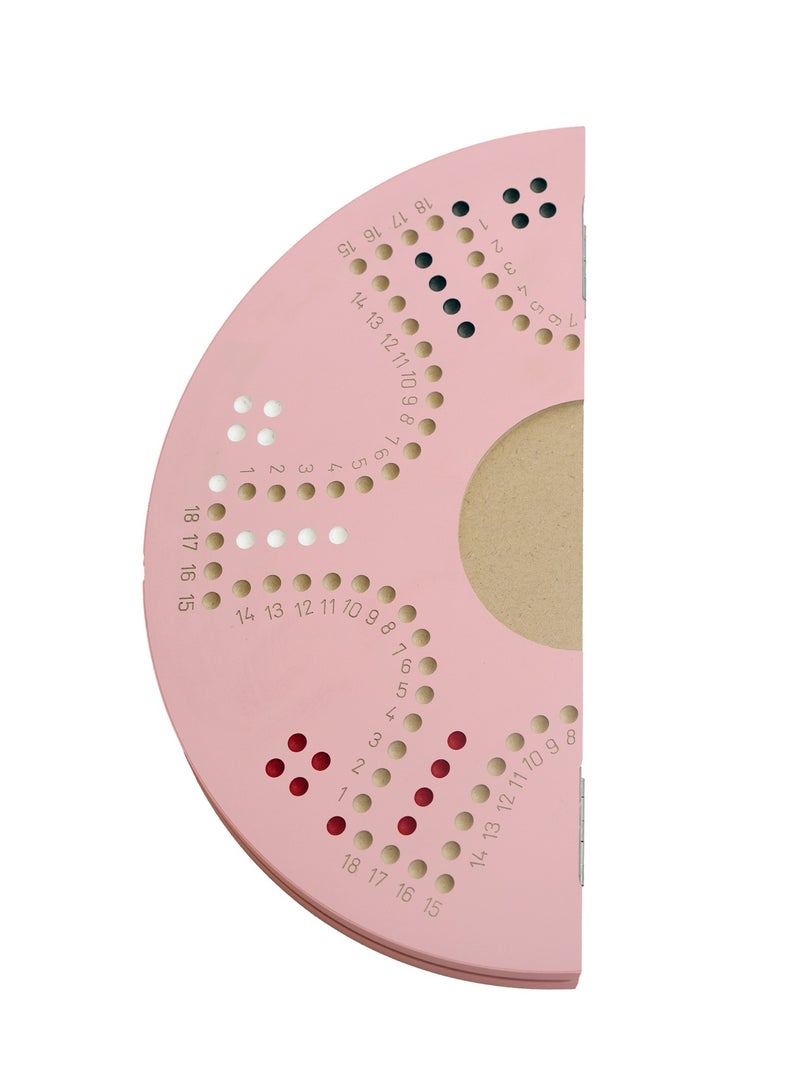 Four Plus 4P Jackaroo Game Round Pink Color Made of Durable Wood Foldable Double Sided for 4 or 6 Players - Image 3