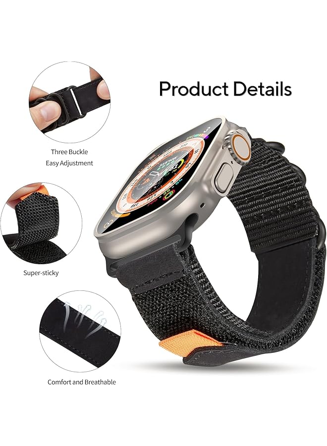 Dado Stylish Nylon Strap Compatible With Watch Series 10 Ultra 2 9 8 Ultra 8 7 6 Se Sport Design With Metal Rings For Iwatch 49Mm 45Mm 44Mm 42Mm - Image 5