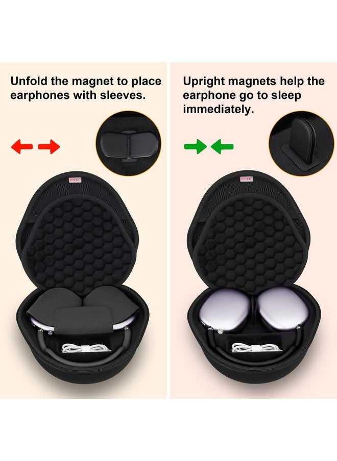 bovke BOVKE Hard Carrying Case with Sleep Mode for Apple AirPods Max Wireless Over-Ear Headphones, AirPods Max Protective Portable Storage Bag with Mesh Pocket for Headphone Accessories, Black  - Image 3
