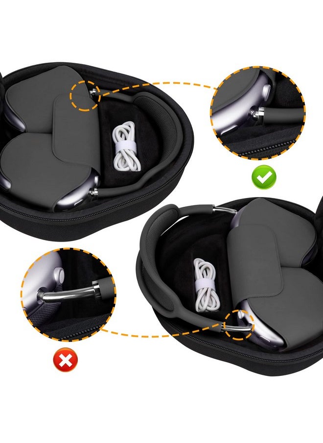 bovke BOVKE Hard Carrying Case with Sleep Mode for Apple AirPods Max Wireless Over-Ear Headphones, AirPods Max Protective Portable Storage Bag with Mesh Pocket for Headphone Accessories, Black  - Image 4
