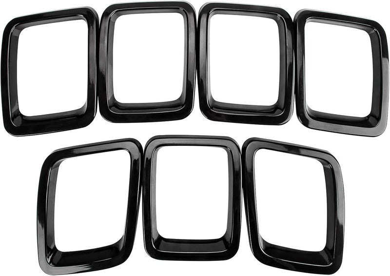 psler Vehicle Front Grille Grill Covers Inserts Frame Trims for Compass 2017-2020 (Black) Reliable durability - Image 2