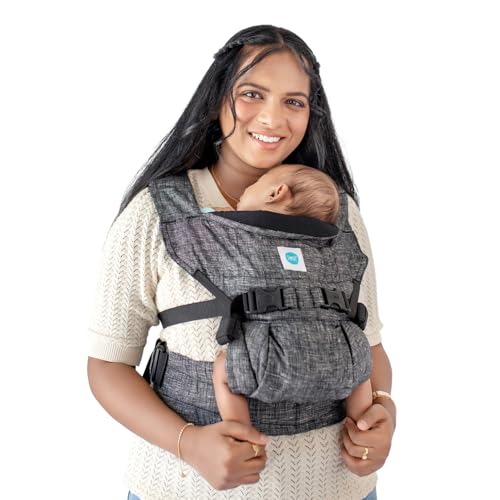 SOULSLINGS 4-in-1 Lali Baby Carrier Bag- Grey - Linen | Compact & Lightweight (400g) | Adjustable for 0-24 Months (4-15kg) | Machine Washable & Handwashable | Breastfeeding Friendly - Image 1