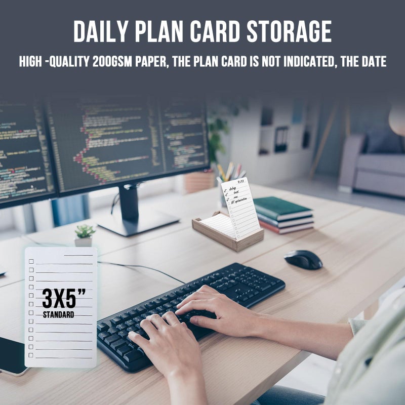 AAiphuwew Daily To Do List Planner, Daily ToDo Checklist Cards and Bamboo Stand, 50 To Do Cards, Productivity System Planners Notebook for Work Office Accessories - Image 5