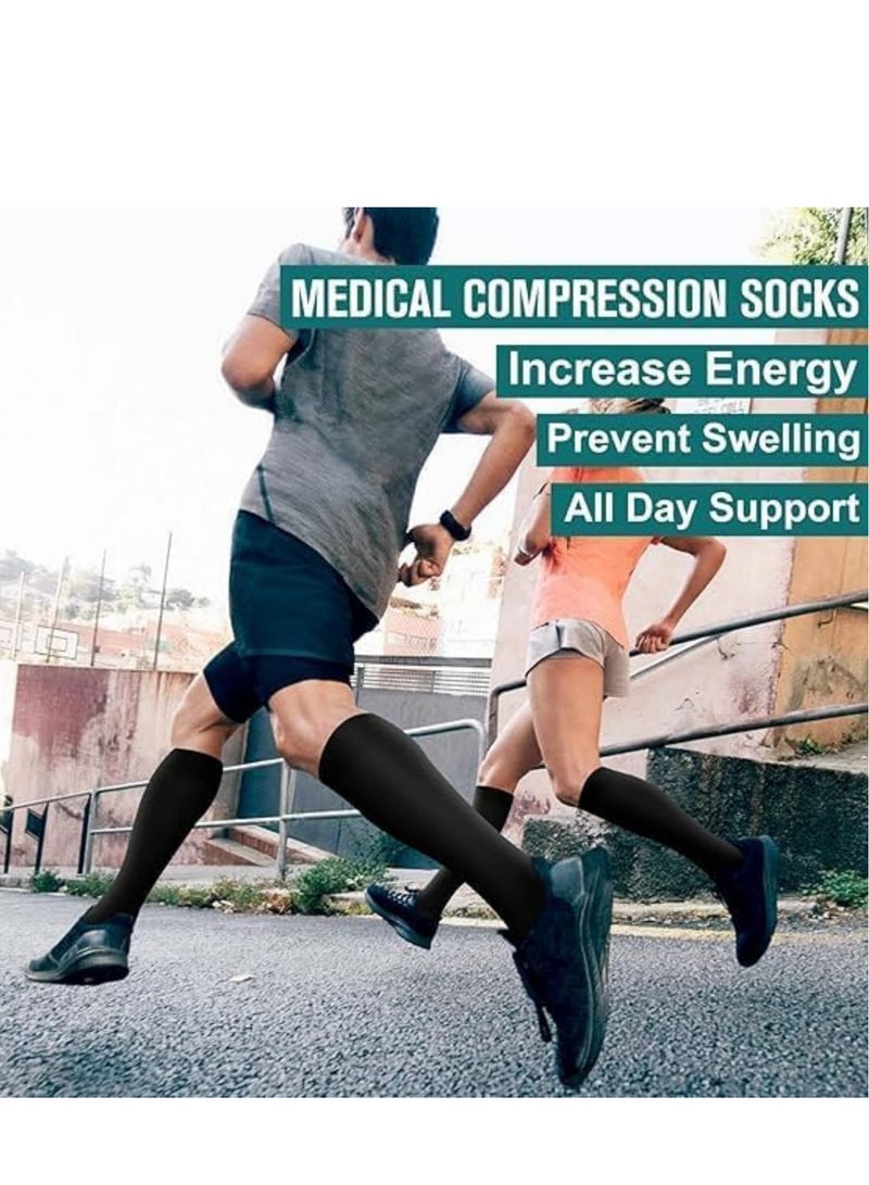 VIUAUAX 3 piece Medical Compression Socks-Compression Socks For Women and Men Circulation Relief for Calf and Sole Fatigue, Best Support for Nurses, Running, Hiking and Recovery Black  Grey  White L/XL  - Image 5