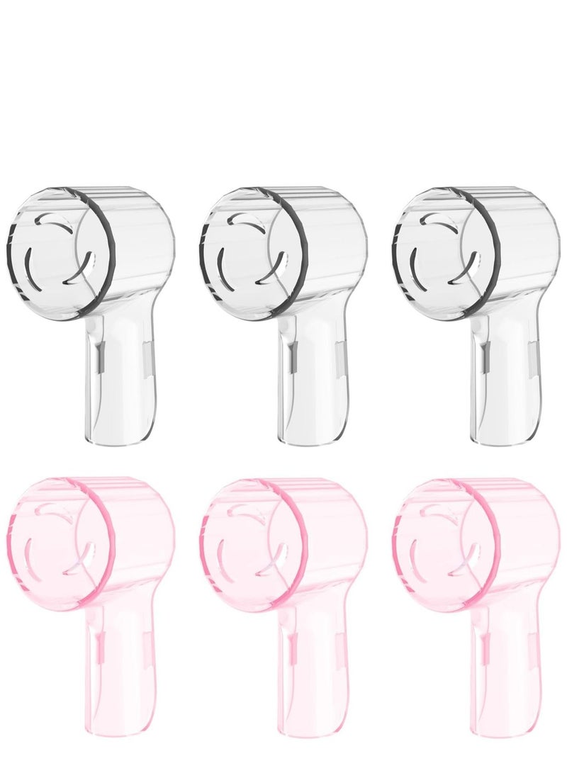 KASTWAVE 6 Pack Toothbrush Dustproof Cover Compatible with Ultimate Clean Gentle Care Replacment Heads and iO Series 3 4 5 6 7 7G 8 9 Electric Toothbrush, (Transparent+Rose) - Image 1